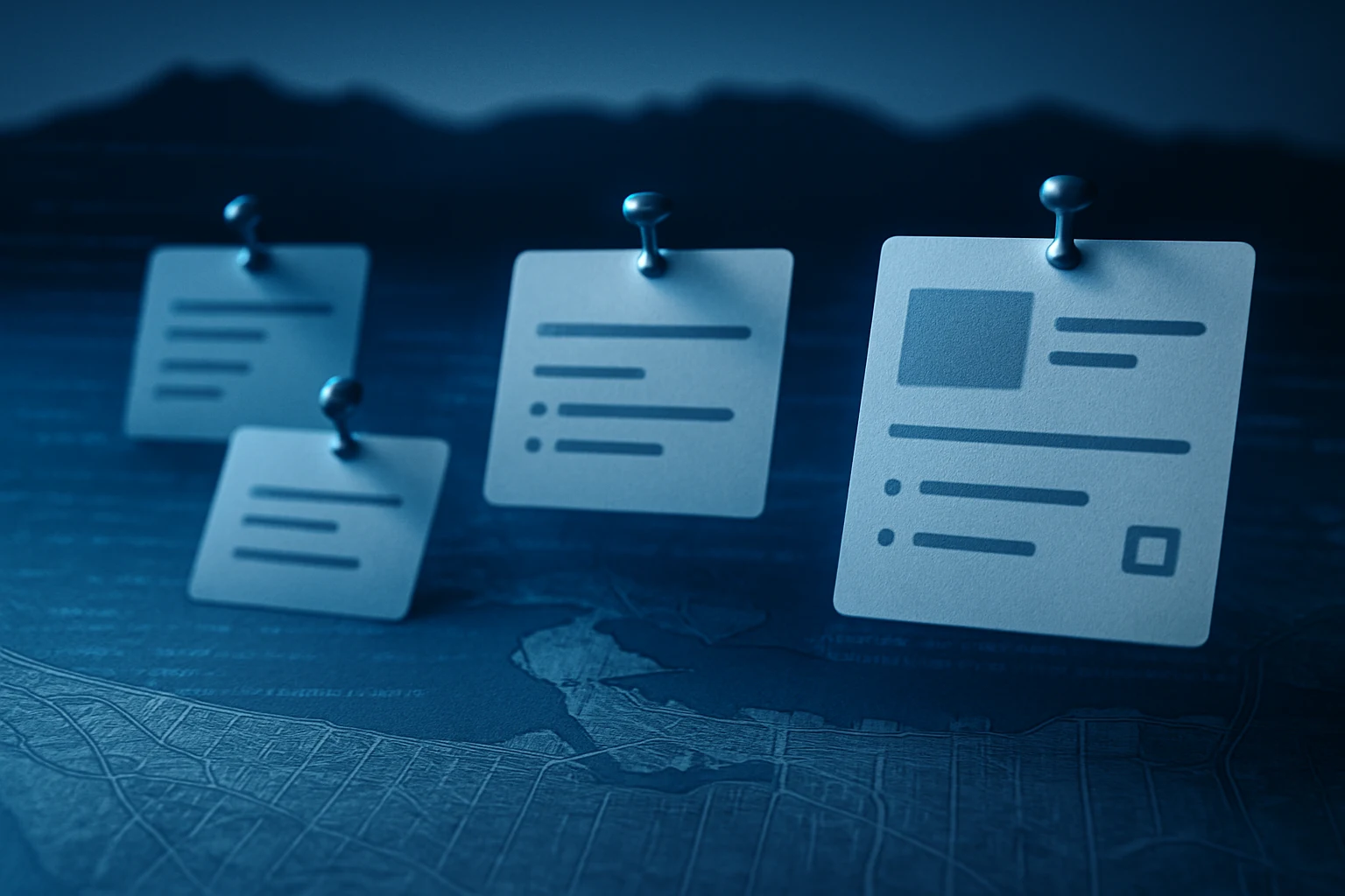 Map-like composite of city with floating code elements